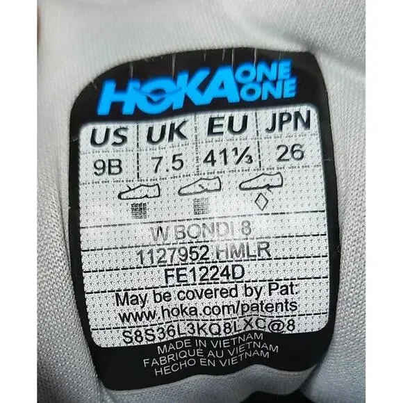 Hoka Women's Bondi 8 Running Shoes Light Gray Pink Size 9B - Picture 6 of 6